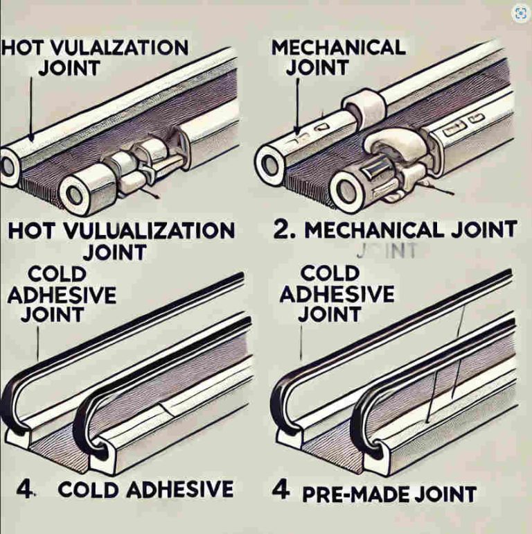 Different types of escalator handrail joints